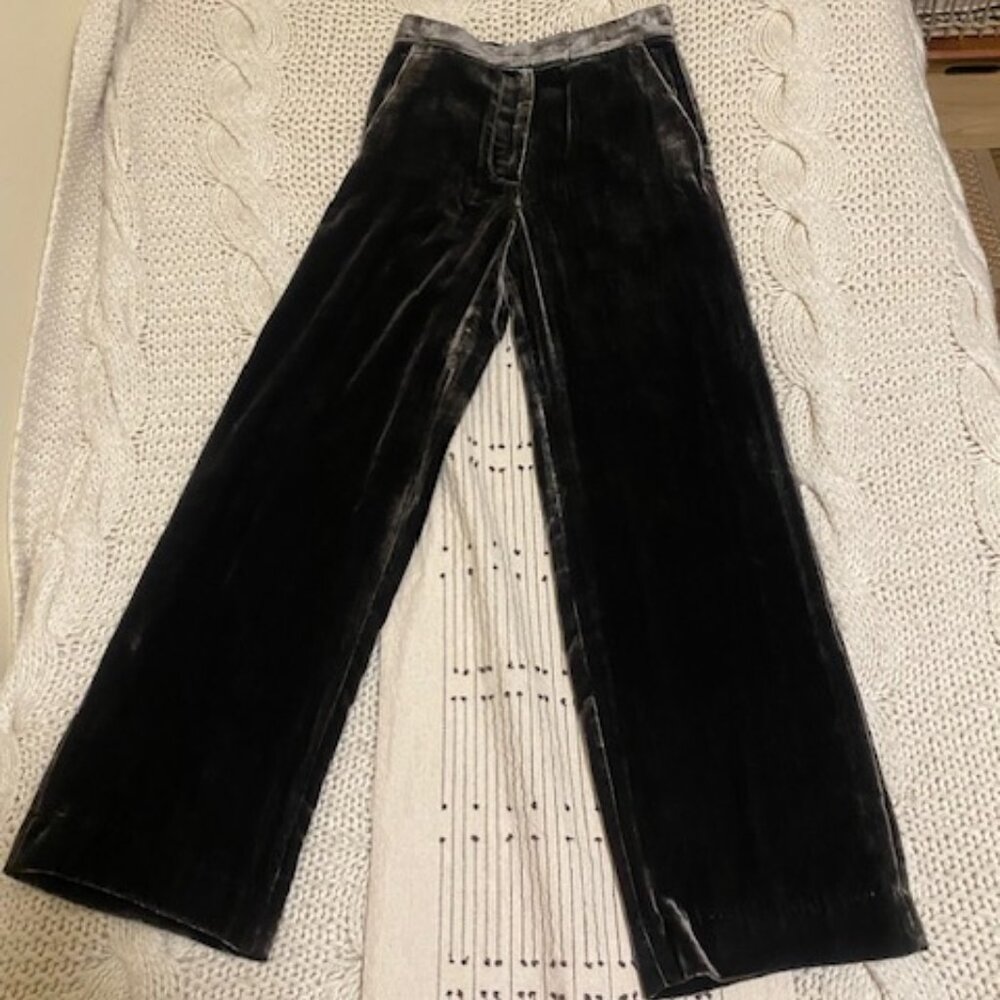 Green Velvet Wide Leg Pants